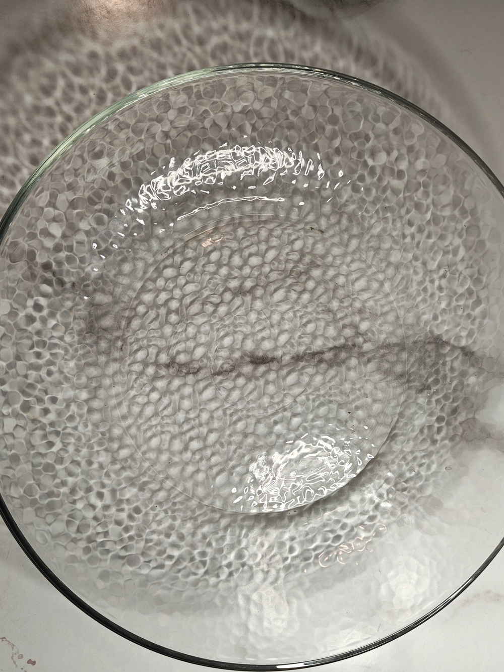 Clear Textured Glass Serving Bowl